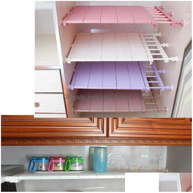 39-83cm adjustable wardrobe storage shelf space separation tools wall mounted extendable cupboard space saving racks 210811