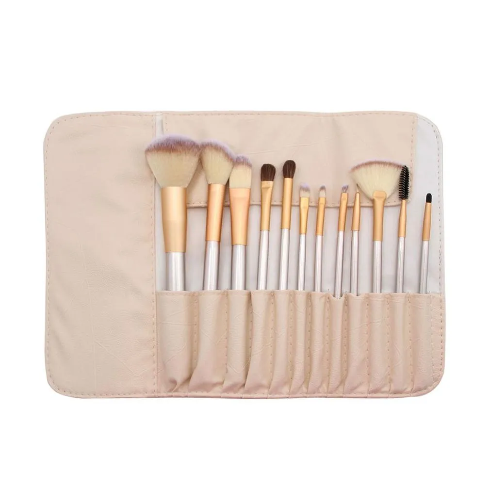 12pcs/set High Quality Makeup Brushes Kit Wood Handle Portabel Travel Toiletry with Retail Makeup Bag