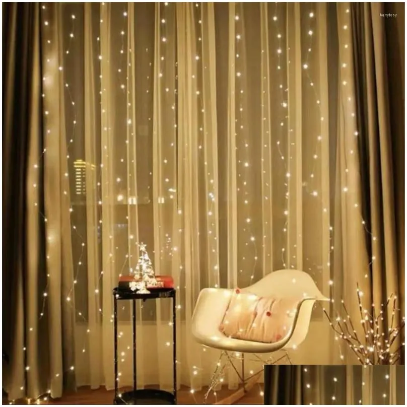 Strings Hanging Fairy Lights Tale Curtain Remote Controlled Led For Bedroom Outdoor Decor Weddings