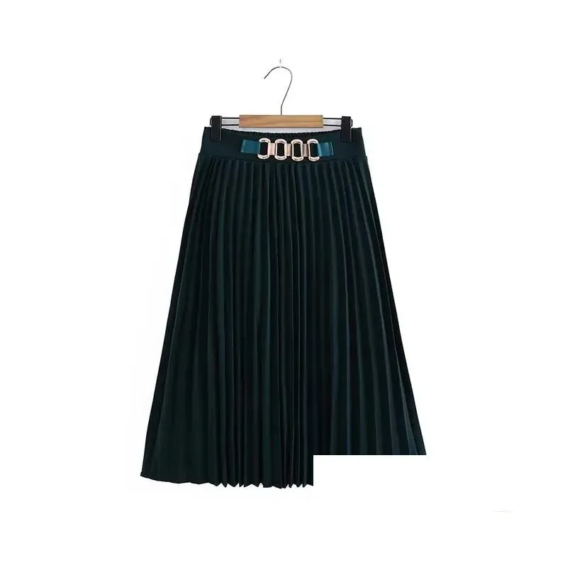 plus Size Women`s Half Skirt Elastic Waist Spring Autumn A-Line Skirt Large Skirt Hem Pleated And Calf Belly Lg a1M2#