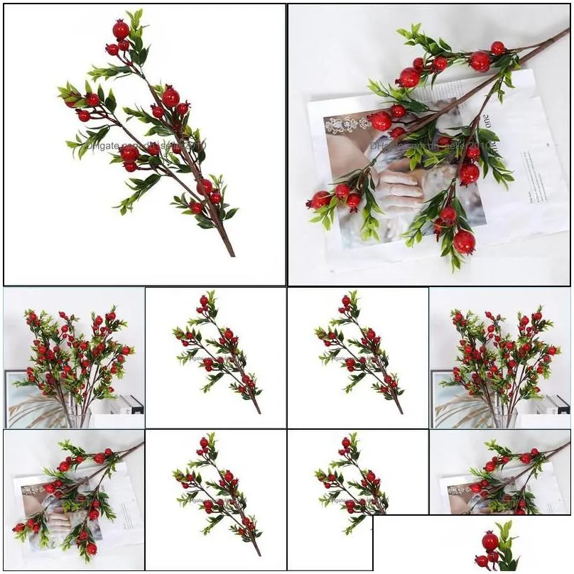 Party Decoration Red Small Pomegranate Fruit Berries Fake Plants For Home Table Fleur Artificielle Christmas Decor Drop Delivery 2021