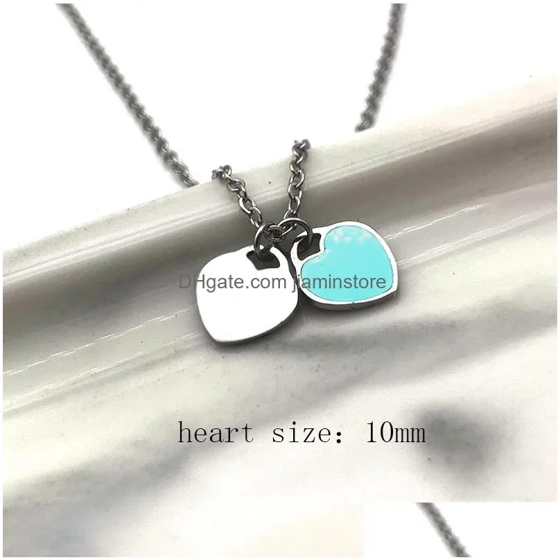 heart necklace woman A set of packaging stainless steel blue pink green pendant jewelry on the neck Valentine Day Christmas gifts for girlfriend