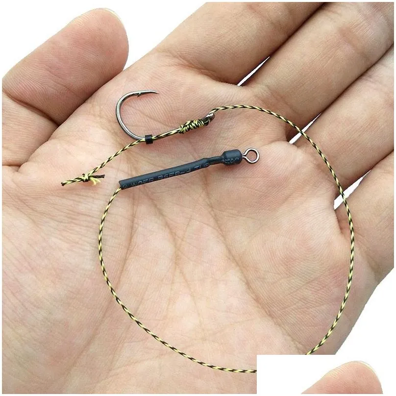 18pcs Carp Fishing Hair Rigs Braided Thread 8340 High Carbon Steel Hook Swivel Boilies Carp Rigs Carp Fishing Accessories8747551