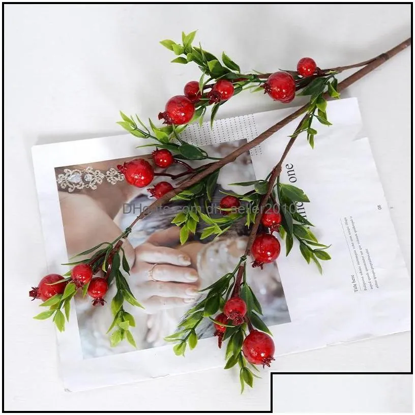 Party Decoration Red Small Pomegranate Fruit Berries Fake Plants For Home Table Fleur Artificielle Christmas Decor Drop Delivery 2021