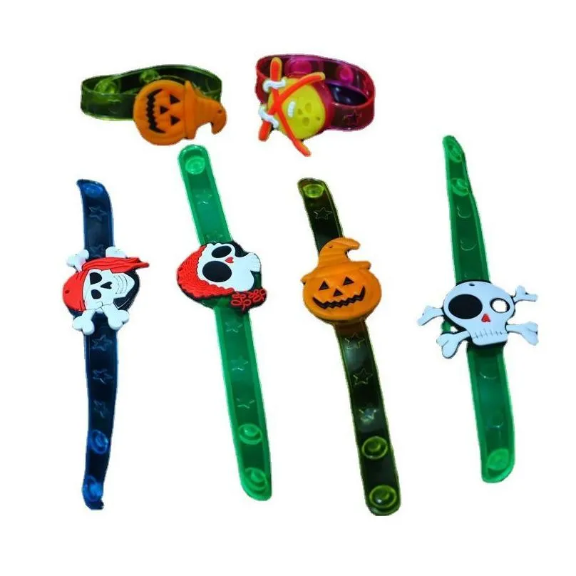 Christmas Decorations Bracelet Sile Wristband Decoration Glow Watch Band Led Luminous Toys Kids Wrist Strap Halloween Party Supplies Dhemk