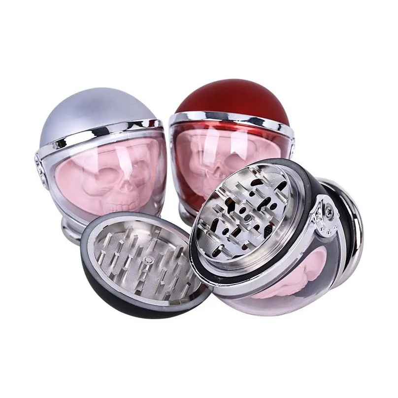 metal helmet skull tobacco grinders smoking accessories 83x78mm 4 parts zinc alloy herb grinder