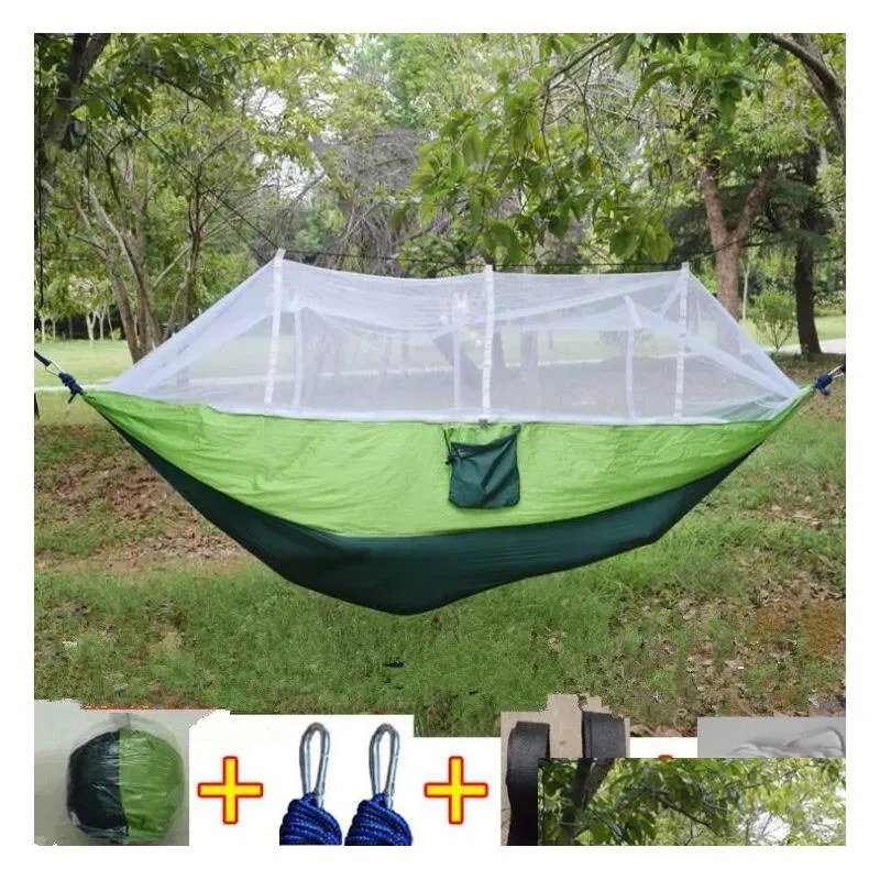 12 colors 260x140cm portable hammock with mosquito net single-person hammock hanging bed