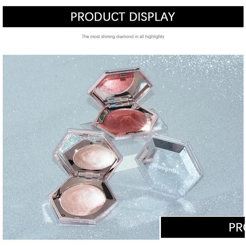 Bronzers & Highlighters Single Diamond Face Studio Master Chrome Metallic Highlighter Makeup Palette With Wet Powder Texture Hexagon F Dhgtj