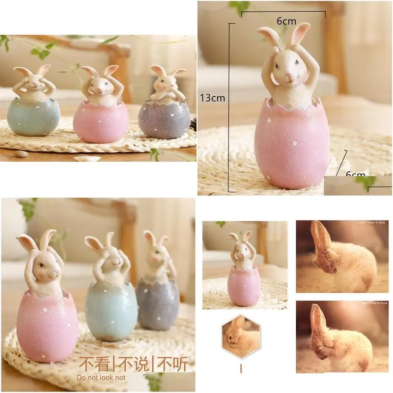 Easter Rabbit in Egg No Say No Listen No see Rabbits Easter Decoration for Home Gift for Kids Party Wedding Decoration 2009297178532