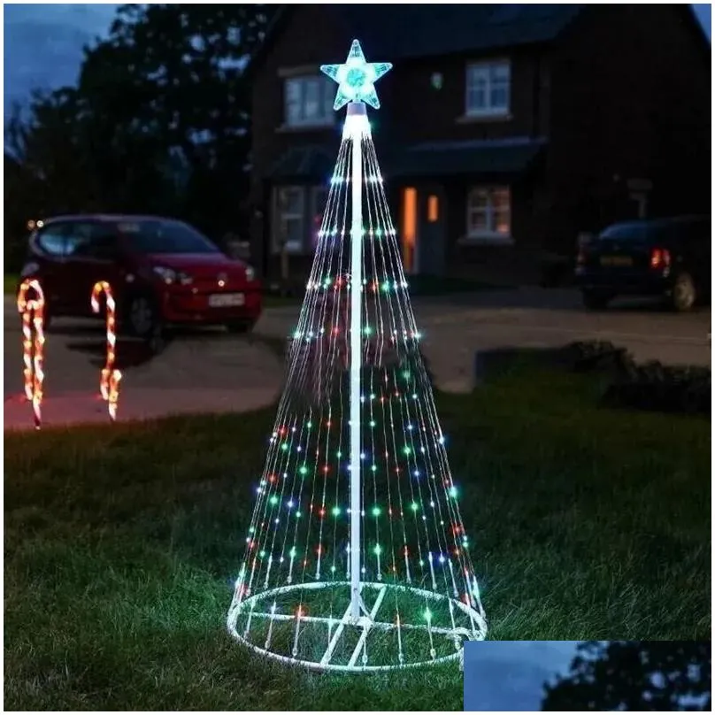 Christmas Decorations 110V-240V Plug Animated Lightshow Cone Christmas Tree LED Yard Light LED String Lights Waterproof IP44 for