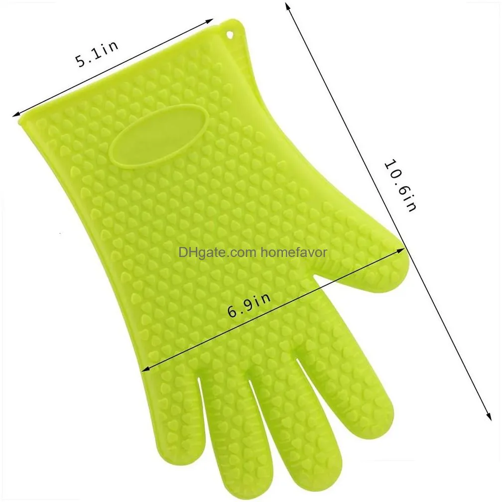 silicone heat-resistant oven glovesflexible non-slip microwave oven gloveterproof and easy to clean bbq goves baking mitten 240227