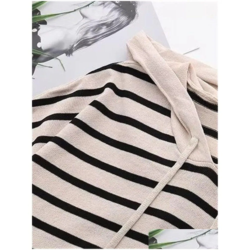 plus Size Women`s Summer T-Shirt Batwing Sleeve Hooded Jersey Stretch T-Shirt Summer Thin Striped T-Shirt For Plump Lady XL-4XL k8Xf#