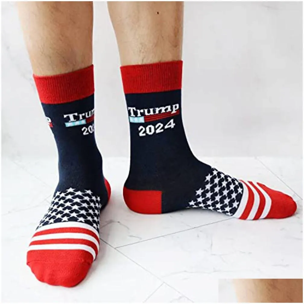 trump 2024 socks party favor gift president maga trump letter stockings striped stars us flag sport socks