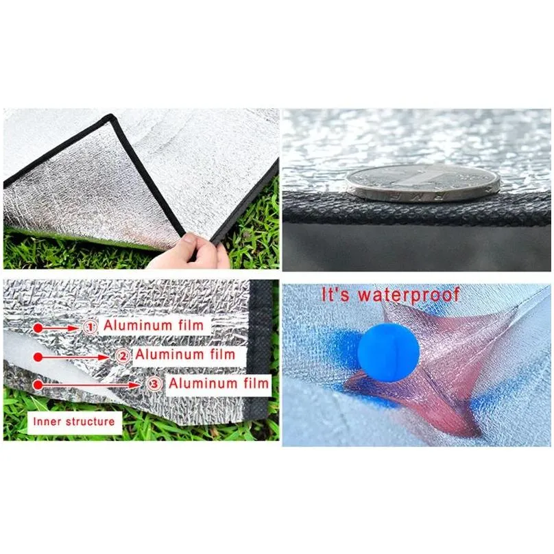 Mat 4 Size EVA Aluminum Backing Insulating Foam Moistureproof Camping Mats Outdoor Waterproof Hiking Blanket Cushion Tent Pads