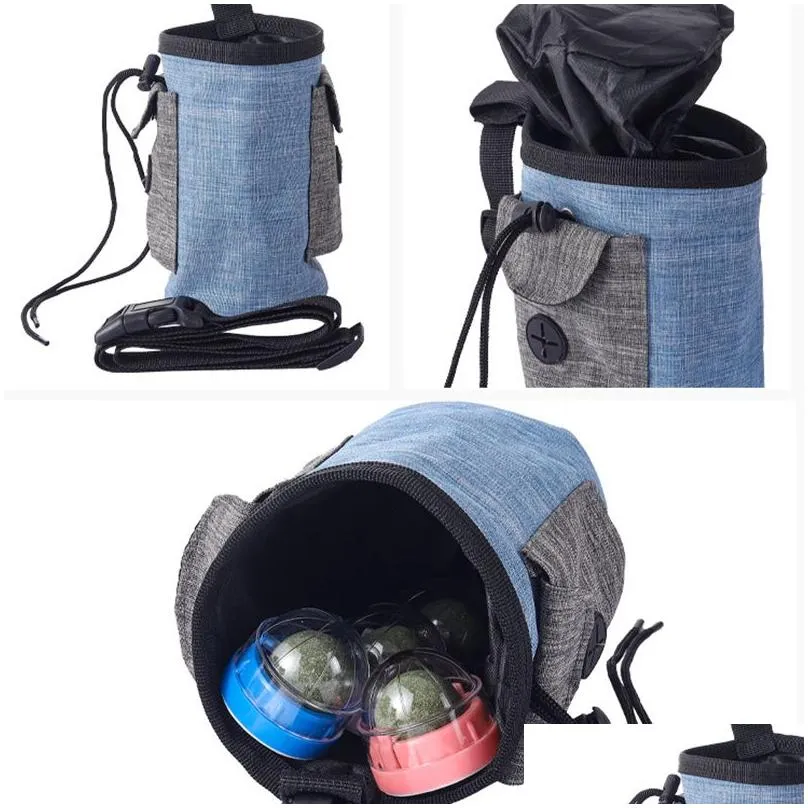 pet training waist bag cat dog treat pouch dog snack feeders pockets linen cloth puppy food organizer