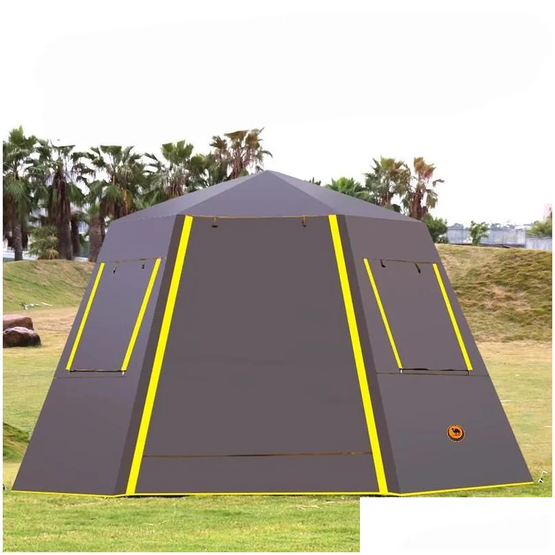 Tents And Shelters UV Hexagonal Aluminum Pole Automatic Outdoor Camping Wild Big Tent Family Travel 46Persons Awning Garden