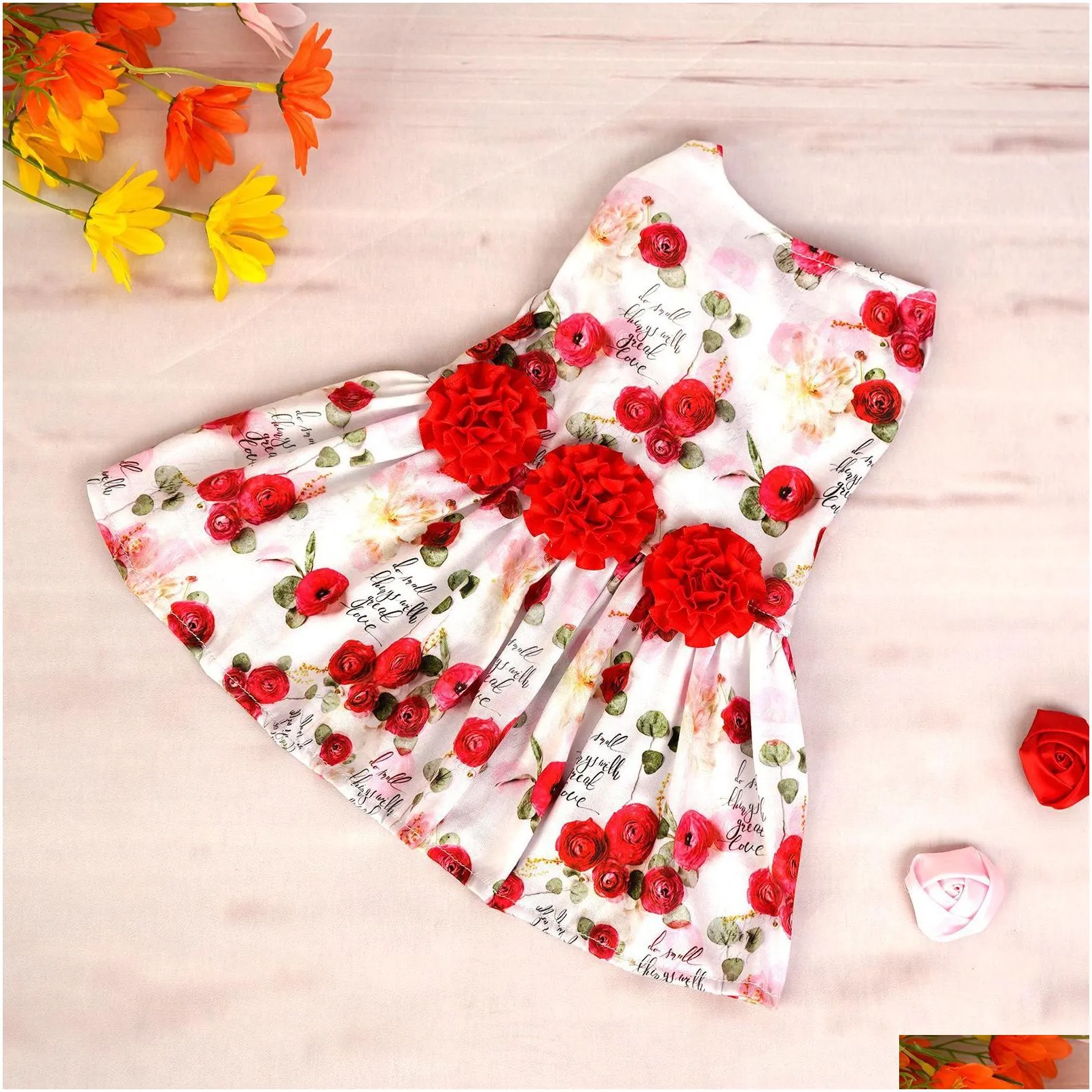 Dog Apparel Valentines Day Clothes Love Your Outfit Summer Princess Skirt Red Tle Dress With Bowknot For Small Dogs Cat Girl Rose S Dr Dhmxk