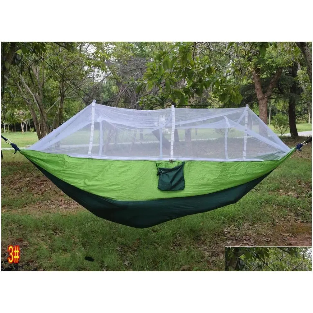 12 colors 260x140cm portable hammock with mosquito net single-person hammock hanging bed