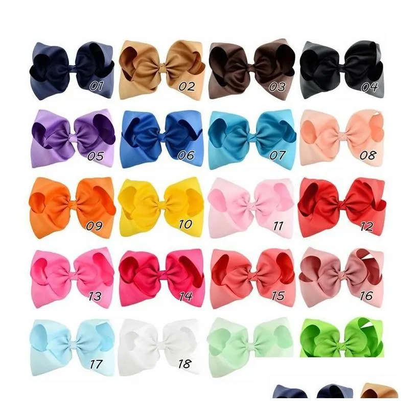 Party Favor 20 Colors Candy Color 8 Inch Baby Ribbon Bow Hairpin Clips Girls Large Bowknot Barrette Kids Hairbows Hair Accessories D Dheg6