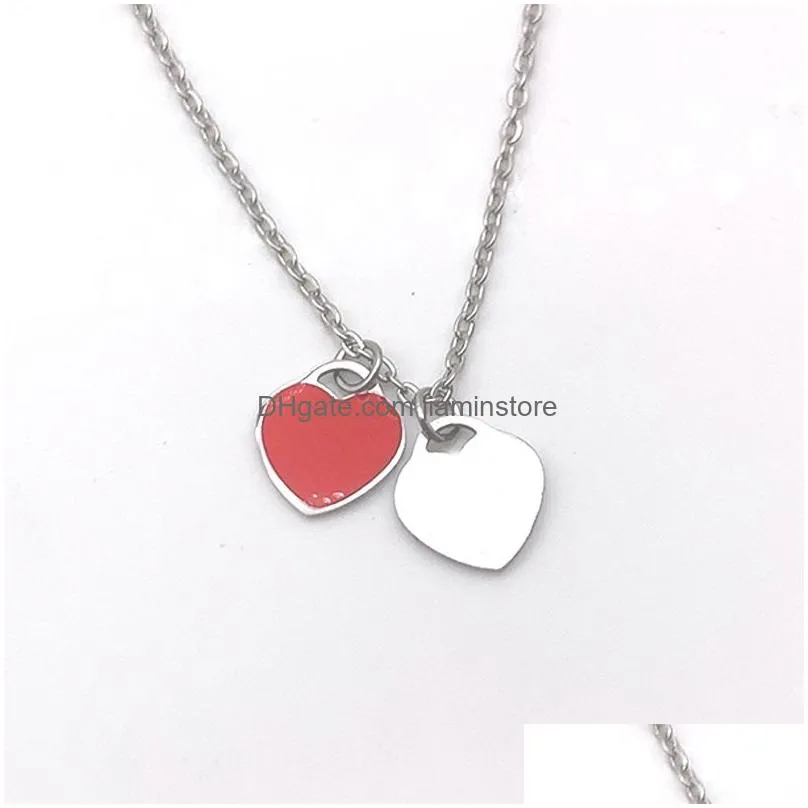 heart necklace woman A set of packaging stainless steel blue pink green pendant jewelry on the neck Valentine Day Christmas gifts for girlfriend