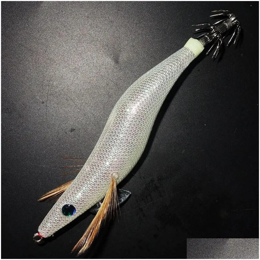 Lures 4X 3.5 YAMASHITA SQUID JIGS Glow in Dark Rattle Squid JIgs White and Black Color