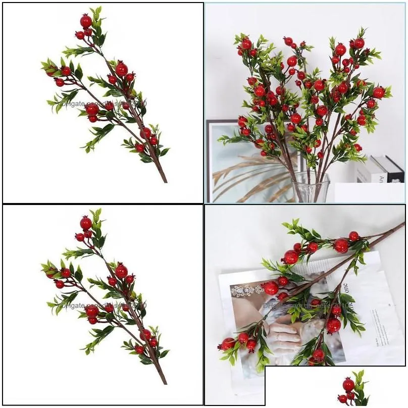 Party Decoration Red Small Pomegranate Fruit Berries Fake Plants For Home Table Fleur Artificielle Christmas Decor Drop Delivery 2021