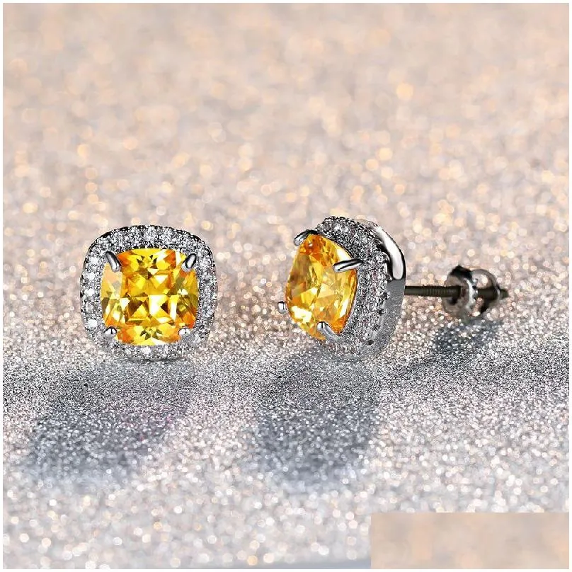 Hotsale Earrings Studs for Men Women Earrings Gold Plated Bling CZ Diamond Stone Stud Earrings for Men Women Nice Gift