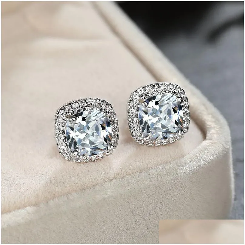 Hotsale Earrings Studs for Men Women Earrings Gold Plated Bling CZ Diamond Stone Stud Earrings for Men Women Nice Gift