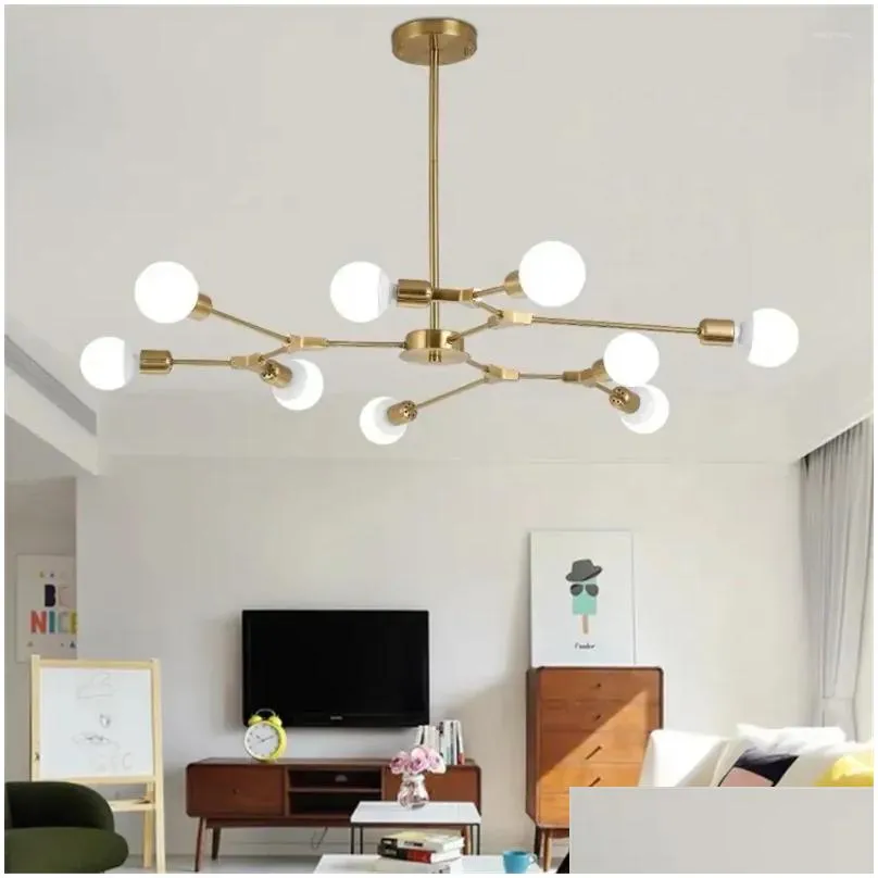 Chandeliers Creative Nordic Tree Shape Ceiling Chandelier Lights E27 Pendant Lamps For Living Dining Room Bedroom Kitchen Home Drop D Dhkvp