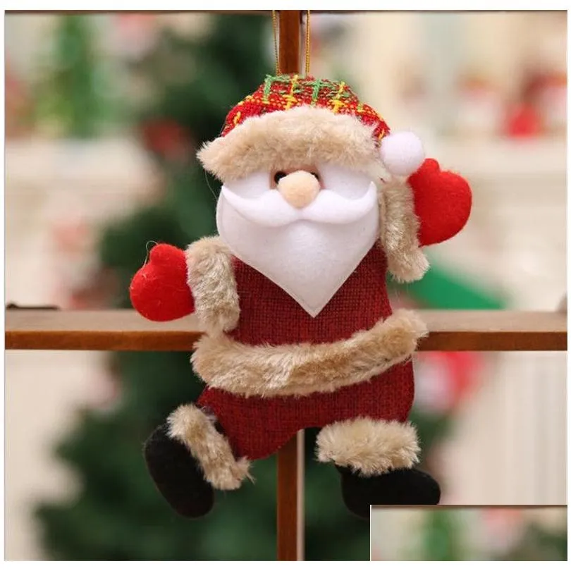 Cute Christmas Tree Decoration Pendant Santa Clause Bear Snowman Elk Doll Hanging Ornaments Christmas Decoration for Home TO859