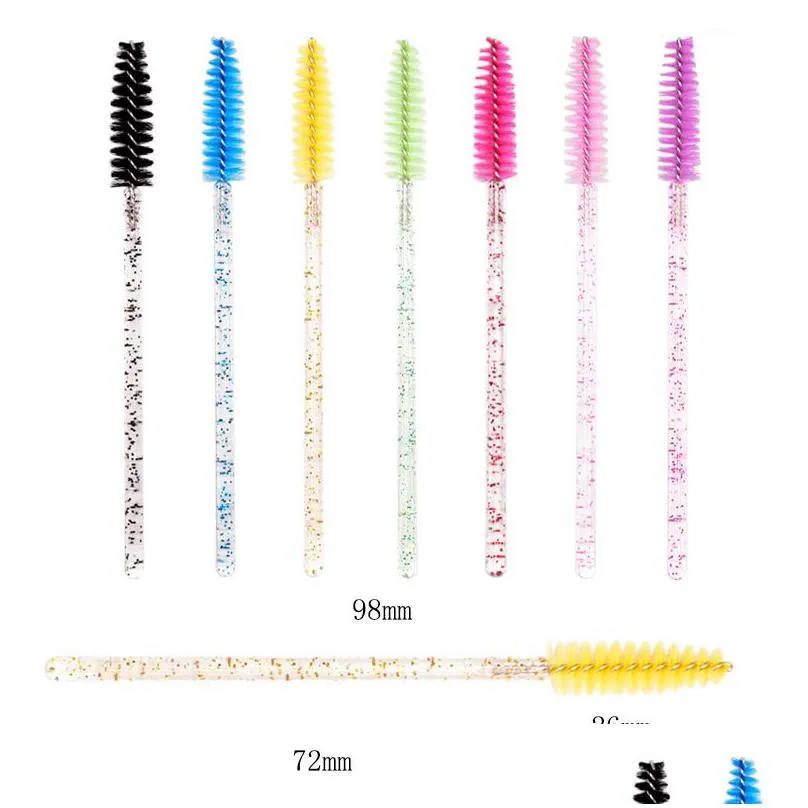 Disposable Eyelash Brush Crystal Diamond Glitter Handle Eyelash Brush Mascara Wands Applicator Grafting Curling Beauty Makeup Eye Lash