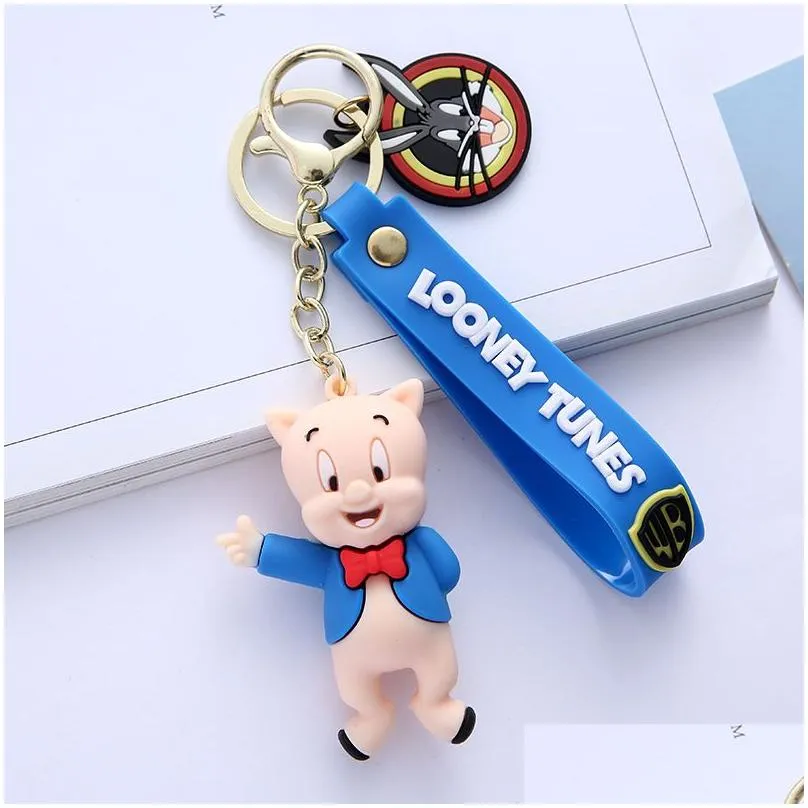 fashion PVC kawaii kids anime keyring chain 3d animal key chain cartoon Creative Bugs Bunny keychain