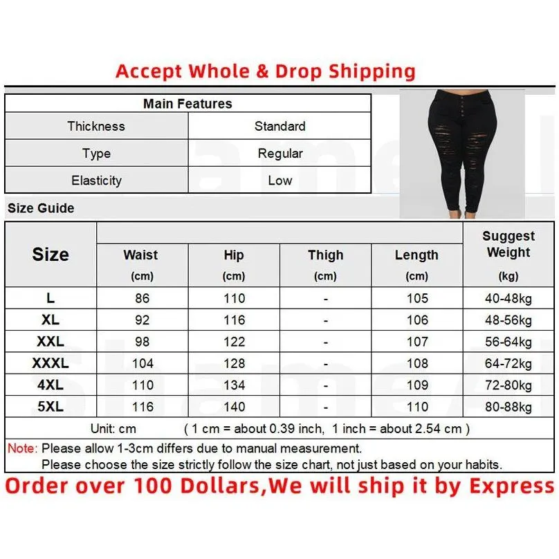 plus Size Butt Up Ripped Skinny Stretchy Black Jeans 4XL Street Large Size Casual Lg Denim Pencil Pant Push Up Slim Trousers 25nq#