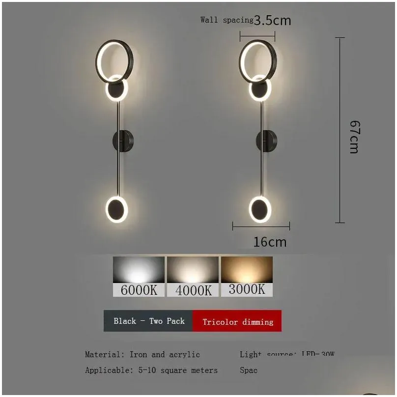 Wall Lamps Bedroom Light Luxury Corridor Long Strip Minimalist Living Room Electric Fan Background Drop Delivery Dhfga