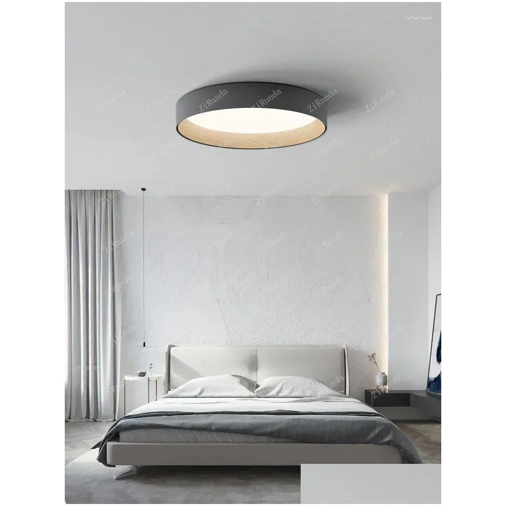 Ceiling Lights Bedroom Lamp Led Modern Minimalist Atmosphere Home Wood Grain Master Study