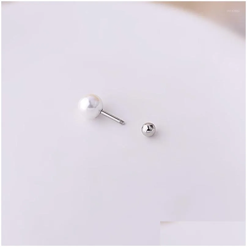 Stud Earrings 1Pcs 20G Stainless Steel Imitation Pearl Zircon Cartilage Ear Conch Snug Screw Back Earring Piercing Jewelry