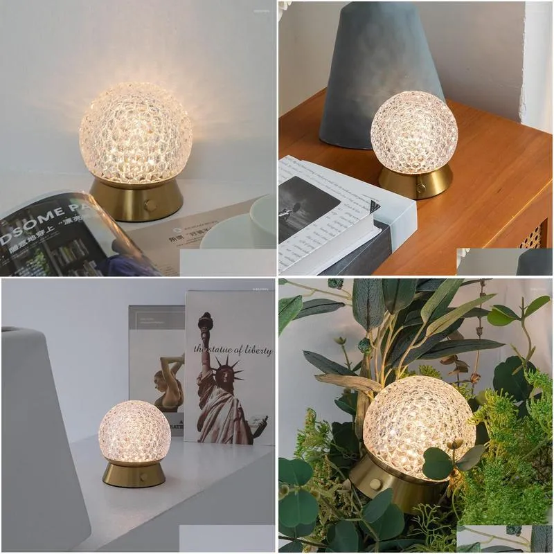 Table Lamps Deco Noel Crystal Bedside Lamp Nordic Decor Ceramic Stone Taccia Handmade Drop Delivery Dhsfi