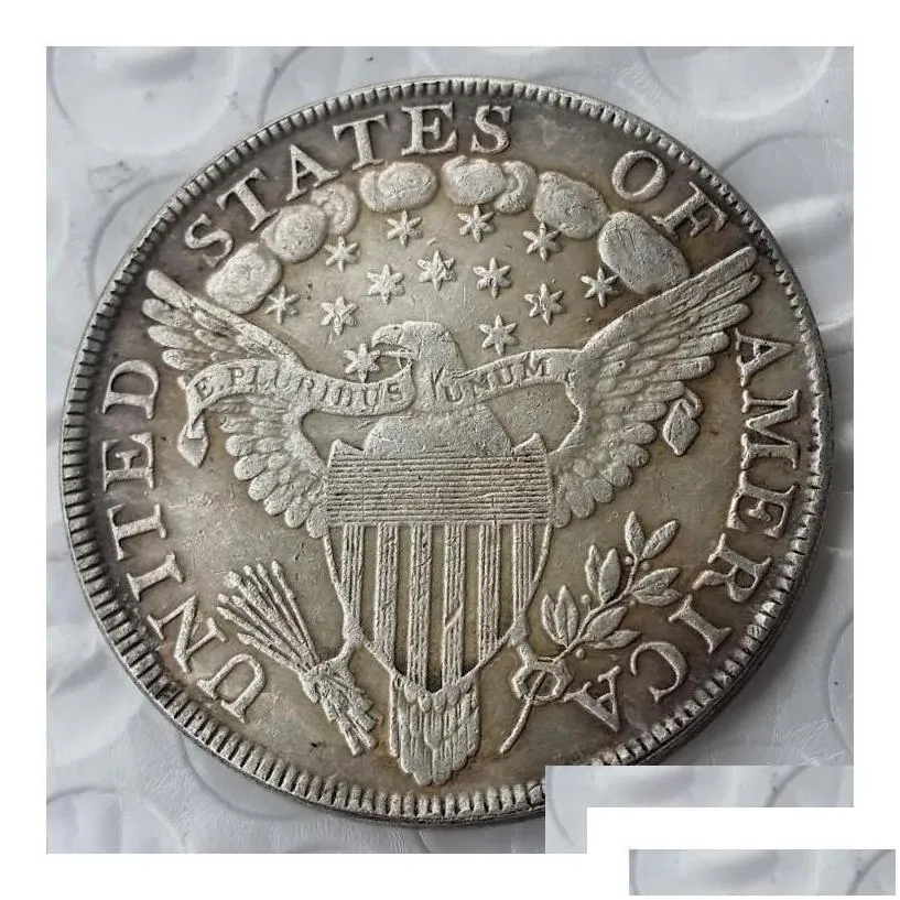 Arts And Crafts United States Coins 1800 Draped Bust Brass Sier Plated Dollar Letter Edge Copy Coin Drop Delivery Home Garden Dhgap