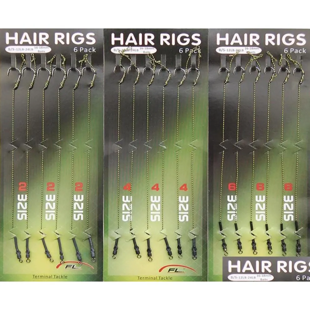 18pcs Carp Fishing Hair Rigs Braided Thread 8340 High Carbon Steel Hook Swivel Boilies Carp Rigs Carp Fishing Accessories8747551