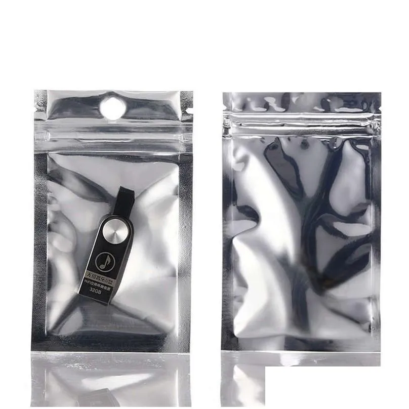 wholesale Silver Phone Aluminum Foil Packaging Bags Clear Front Plastic Zipper Pouch For Electronic Accessorie Case USB Cable Battery Jewelry Pearl Clothing Anything