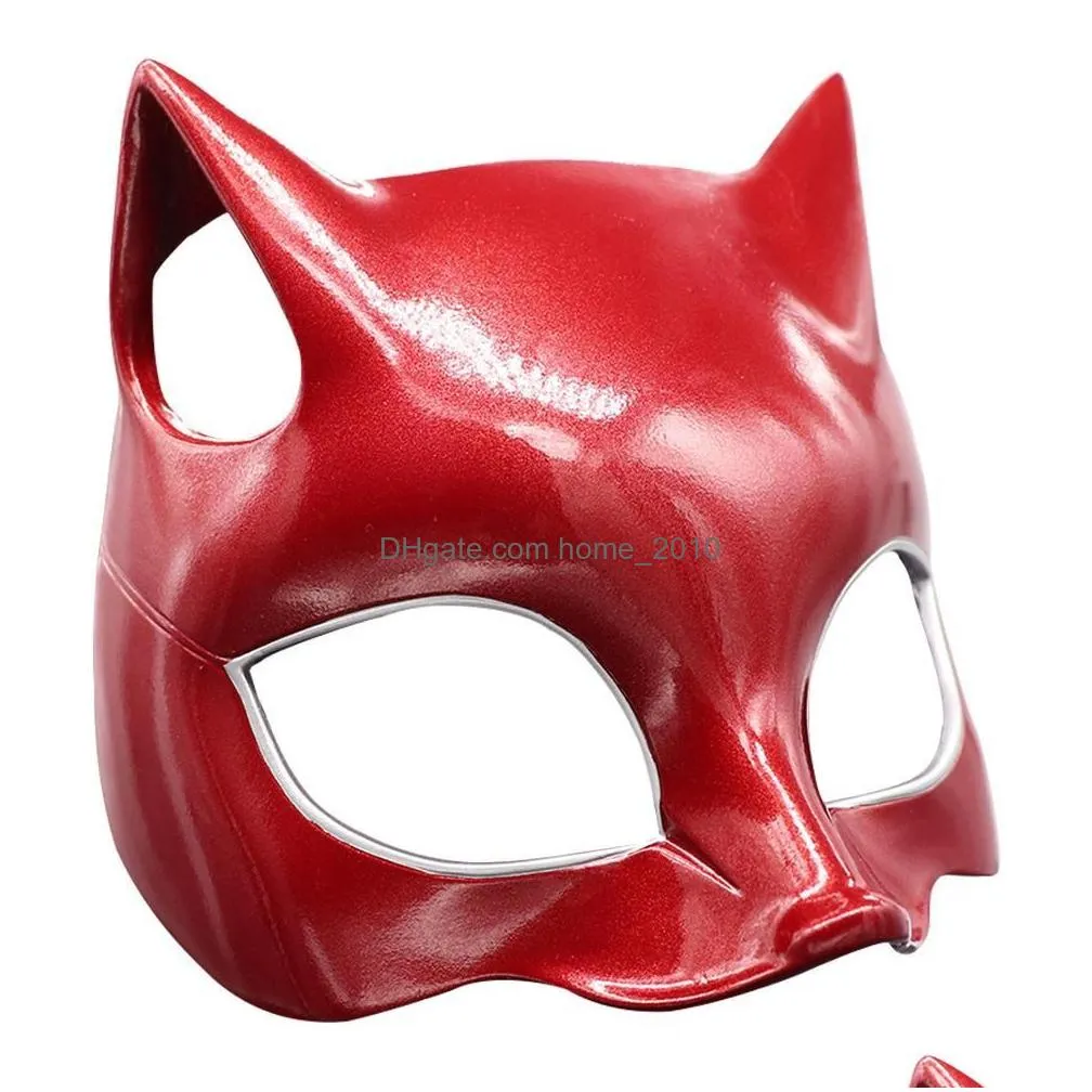 persona 5 cosplay anne takamaki p5 red panther cat half face mask headgear adult halloween carnival costume props