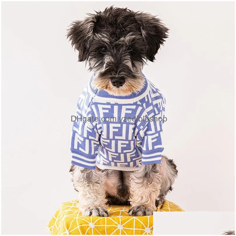 sky blue  fashion brand knitted dog sweater comfortable and high elastic autumn and winter cat clothing fadou pet clothing xsxxl