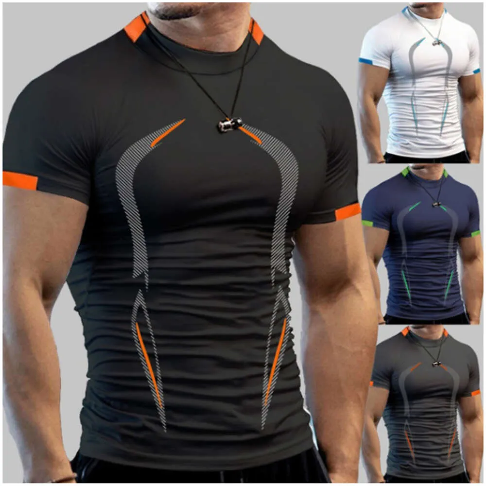 Summer Men's Fitness Training Breathable Short Sleeved European Size Quick Drying Clothes Men's Sports Fashion Short Sleeved T-shirt