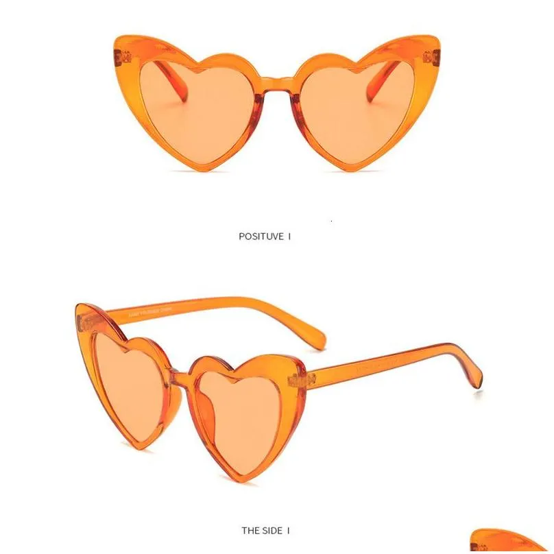 Sunglasses Frames Fashion Uv400 Protection Non Polarized Women Love Heart Sun Glasses Clear Lens Cycing 230629 Drop Delivery Dhney