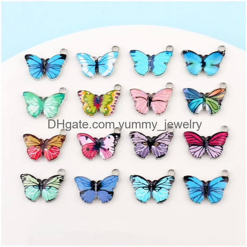 Charms Fashion Colorf Butterfly Clasp Diy Pendants Jewelry Accessories Alloy Drip Oil Keychain Drop Delivery Findings Components Otmnl
