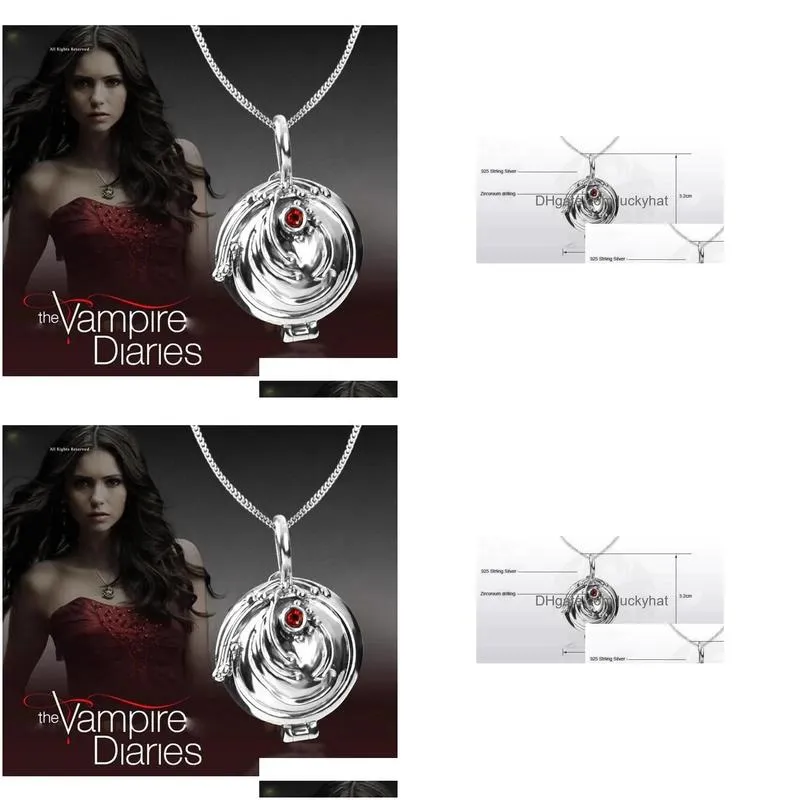 Pendant Necklaces 100% 925 Sterling Sier The Vampire Diaries Necklace Elena Verbena Locket Vervain Amet Drop Delivery Jewelry Pendants Dhdea