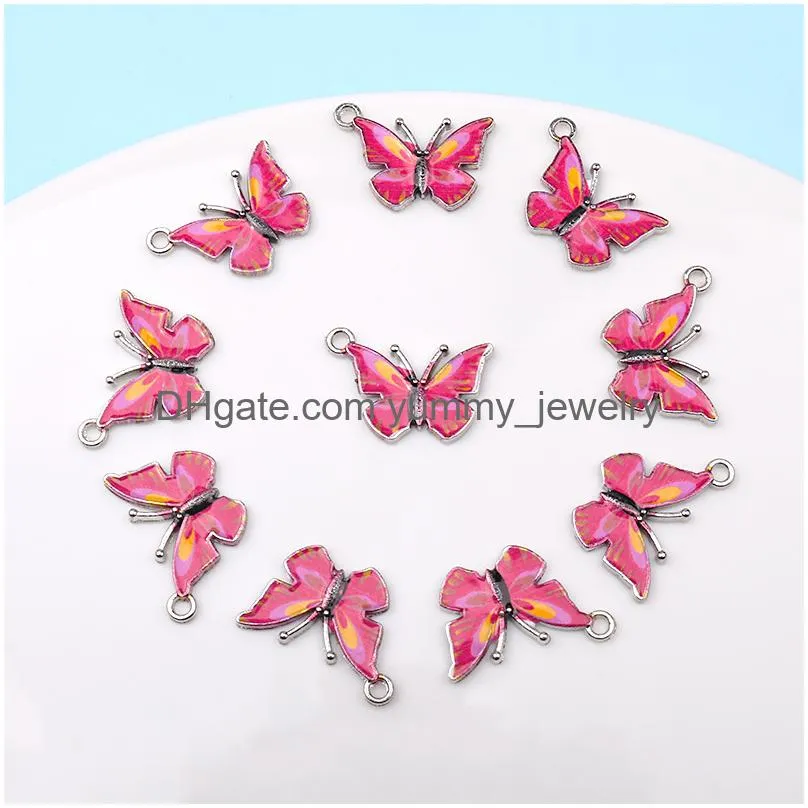 Charms Fashion Colorf Butterfly Clasp Diy Pendants Jewelry Accessories Alloy Drip Oil Keychain Drop Delivery Findings Components Ottjn