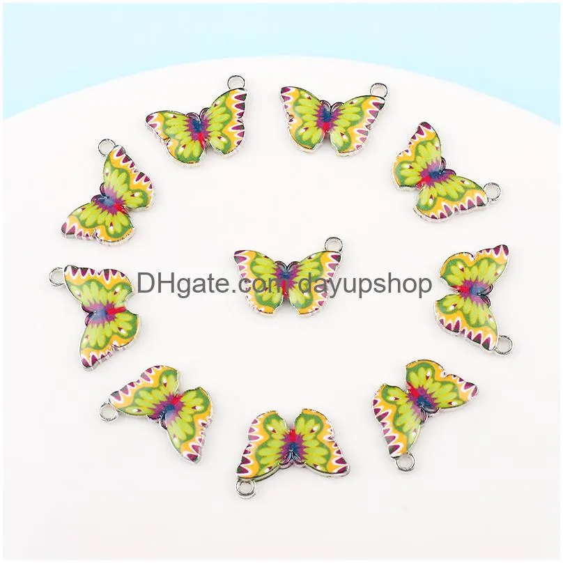 Charms Fashion Colorf Butterfly Clasp Diy Pendants Jewelry Accessories Alloy Drip Oil Keychain Drop Delivery Findings Components Otqfj