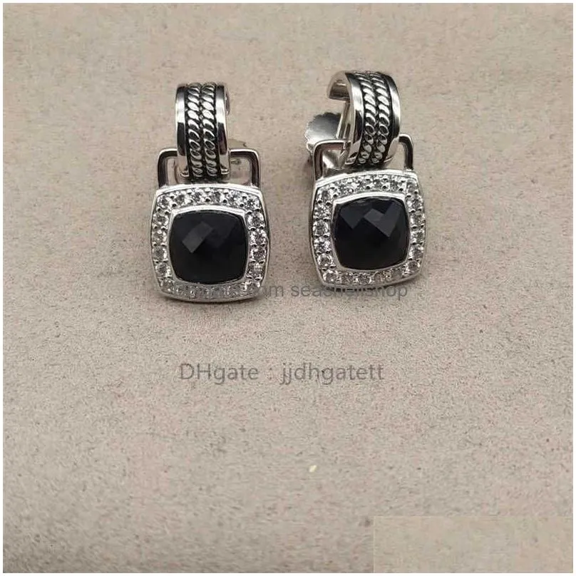 Designer Wholesale Earring Earrings and Cheap Luxury 90% Women Store Elegant Inlaid Black Small Off Cystal Zircon Dangler High Jewelry Banquet Wedding Birthday