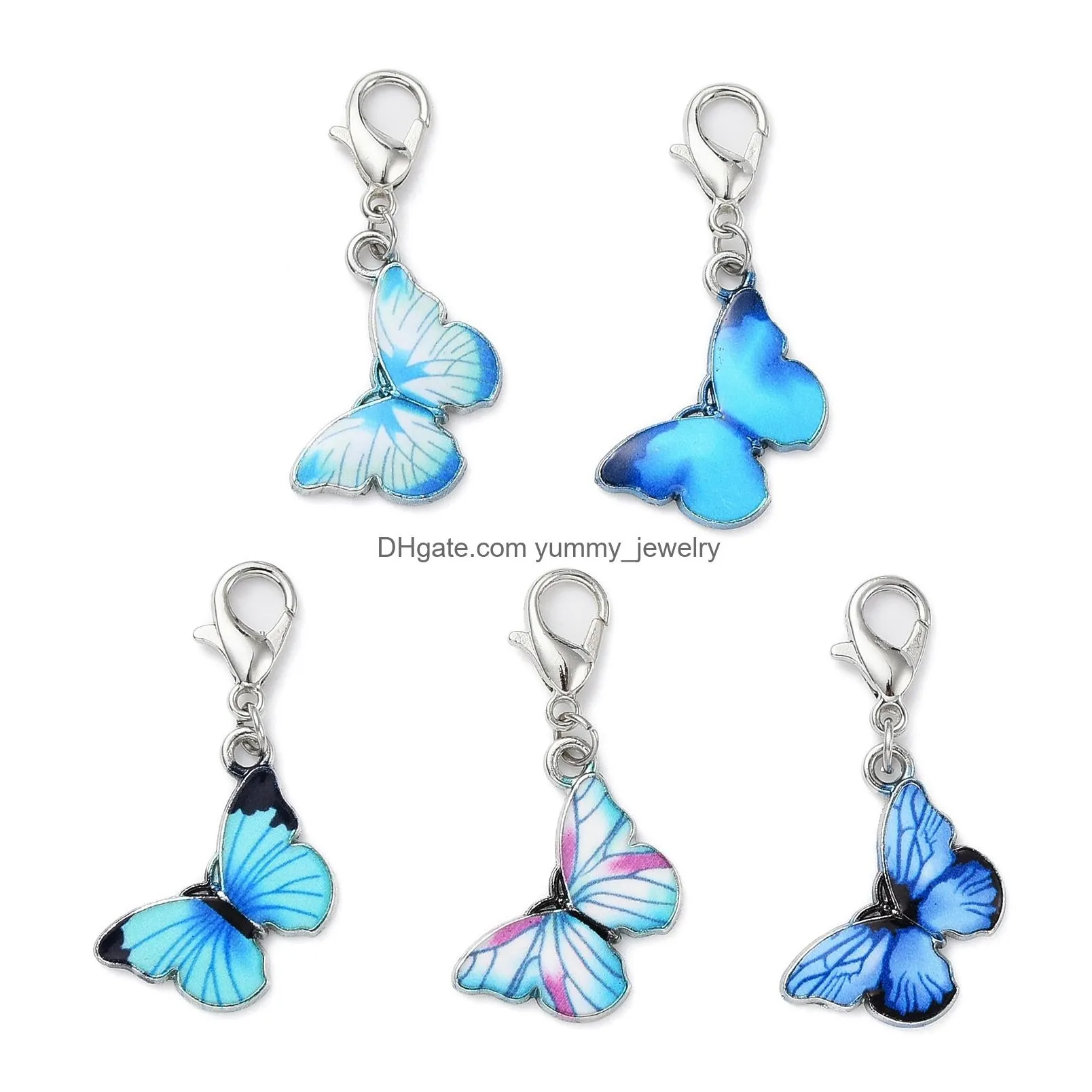 Charms Fashion Colorf Butterfly Clasp Diy Pendants Jewelry Irregar Gravel Hanging Accessories Keychain Drop Delivery Findings Componen Otzrv